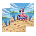 thumbnail image 1 of 4th of July Flamingo Kitchen Dish Towels for Drying Dishes Set of 2, Coastal Beach Waves Mountains Sky Blue Waffle Weave Microfiber Hand Tea Bathroom Towels Quick Dry & Absorbent Towel 12x12, 1 of 5