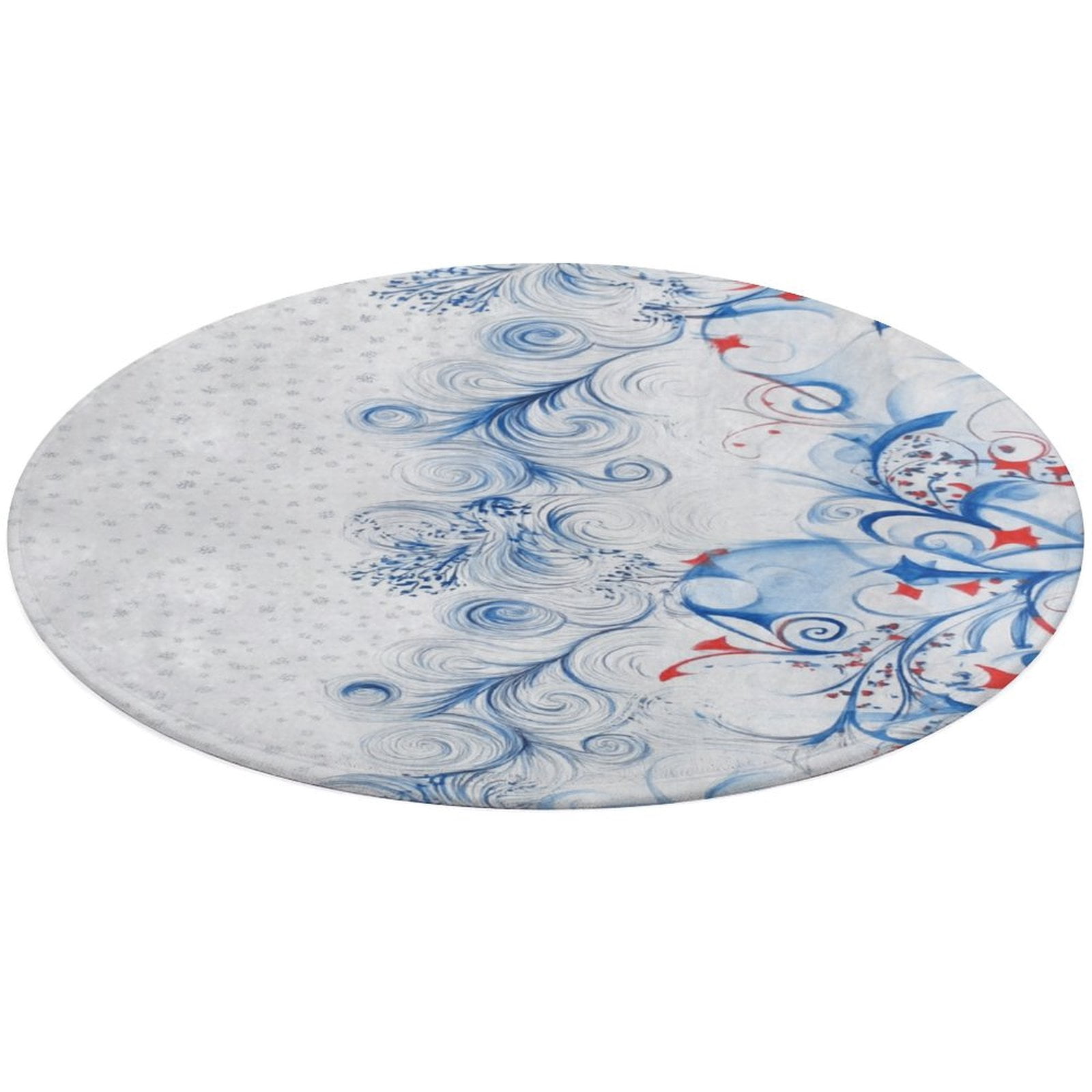 4th of July Floral Medallion Round Rug - Small Round Area Rug, Soft Non ...