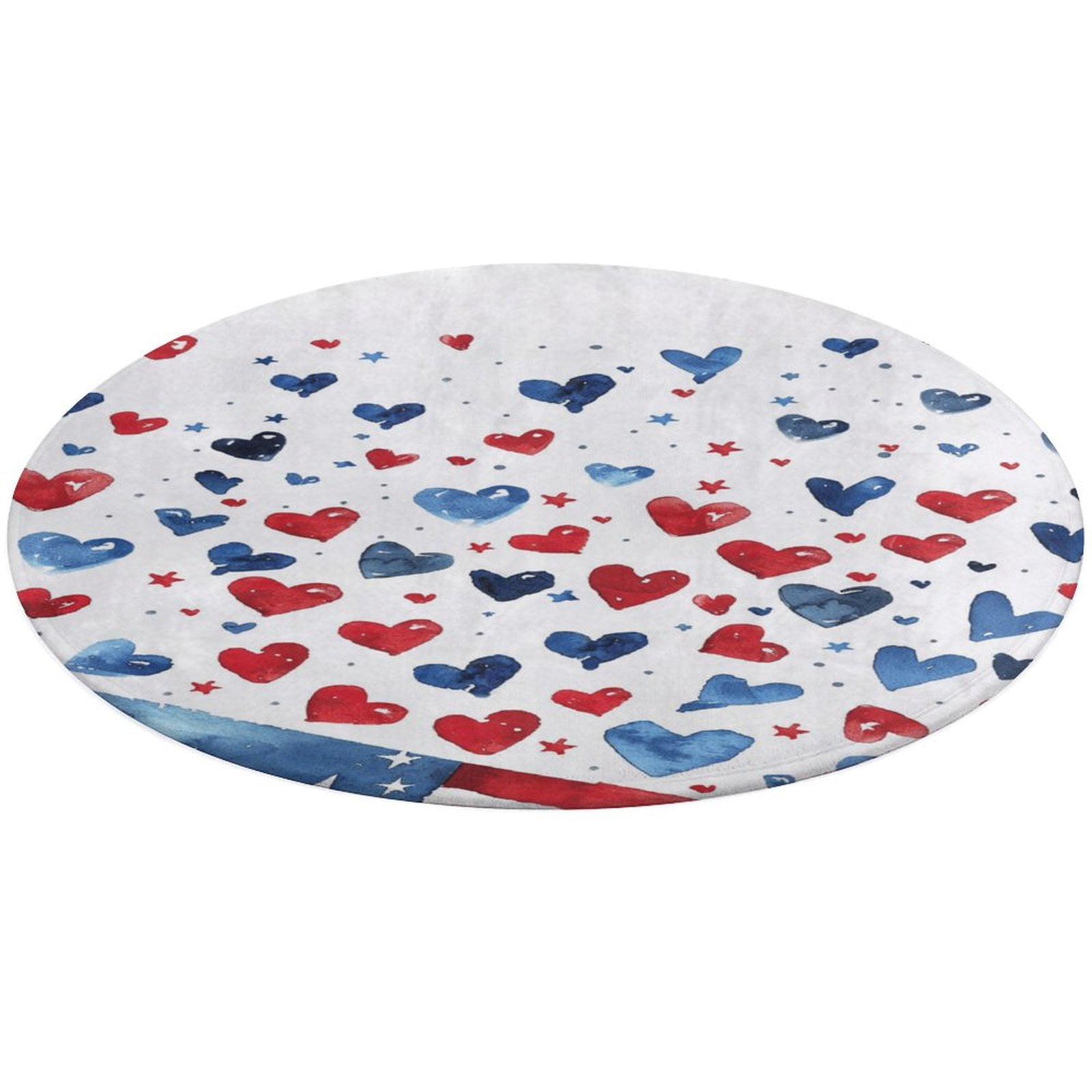 4th of July Floral Medallion Round Rug - Small Round Area Rug, Soft Non ...