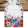 thumbnail image 1 of 4th of July Floral Table Runner 72 Inches, Blue Red Independence Day Stars Bed Runner Dresser Scarves Tabletop for Indoor Outdoor Parties/Ceremony/Banquet, 14" x 72", 1 of 9