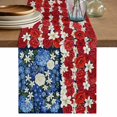thumbnail image 1 of 4th of July Floral Table Runner 72 Inches, Country Blue Red Poppy American Flag Bed Runner Dresser Scarves Tabletop for Indoor Outdoor Parties/Ceremony/Banquet, 16" x 72", 1 of 9