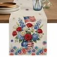 thumbnail image 1 of 4th of July Floral Table Runner 72 Inches, Vintage Red Blue Roses Patriotic Bed Runner Dresser Scarves Tabletop for Indoor Outdoor Parties/Ceremony/Banquet, 14" x 72", 1 of 9