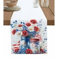 thumbnail image 1 of 4th of July Floral Table Runner Cotton Linen 72 Inch Holiday Dresser Scarves, Independence Day American Flag Tablerunner for Kitchen Coffee Dining Bedroom Living Room Dinner Scarf Décor 13''x72'', 1 of 9