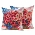 thumbnail image 1 of 4th of July Flower Outdoor Waterproof Pillow Covers, Poppy Patriotic Red Blue USA Flag Decorative Square Throw Pillowcase Sofa Cushion Sham for Patio/Couch/Chair, 16"x16" 2 Pack, 1 of 8
