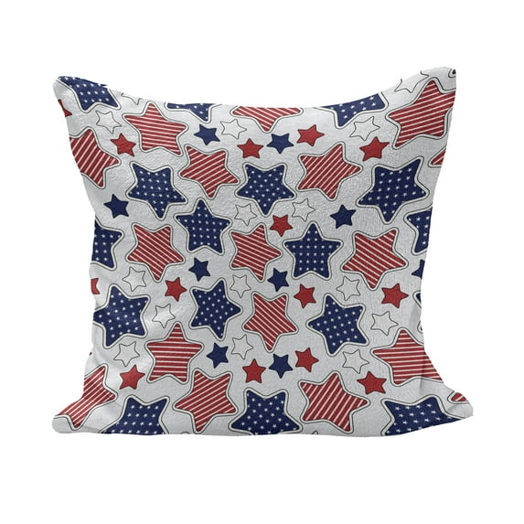 4th of July Fluffy Throw Pillow Cushion Cover, Grunge Celebration of Independence Day of United States of America, Decorative Square Pillow Case, 28" x 28", Ruby Violet Blue White, by Ambesonne
