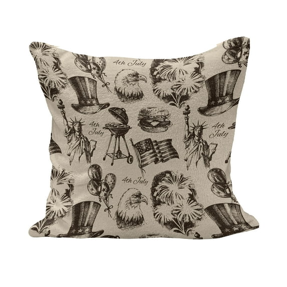 4th of July Fluffy Throw Pillow Cushion Cover, Uncle Sam Hat Wearing Cat with Stars and Stripes American Patriotic, Decorative Square Accent Pillow Case, 40" x 40", Multicolor, by Ambesonne
