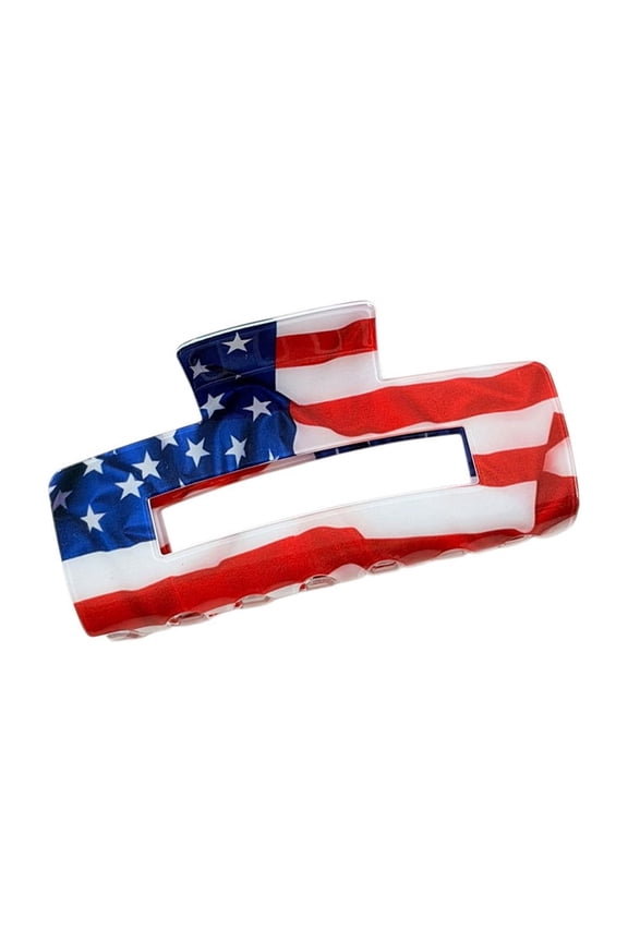 4th of July Fun Hair Clips, Funny Cute Striped Claw Clips,American Flag Stars Acrylic Hair Clip Red,White and Blue Patriotic Accessories for Women and Girls