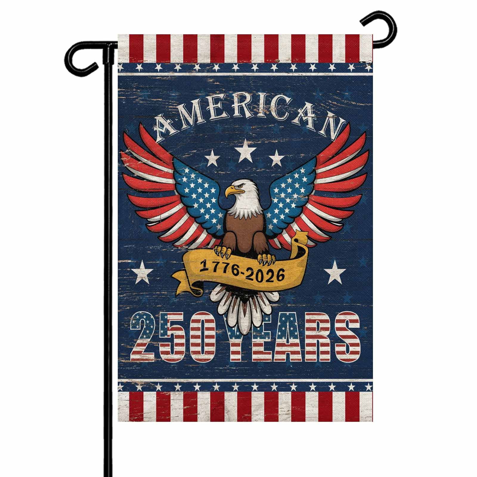 4th of July Garden Flags 250 Anniversary Eagle Garden Flag Double Sided Welcome Flag Patriotic Stars American Flag Independence Day Yard Flags for Outdoor Lawn Porch Memorial Day Decor 28x40 Inch