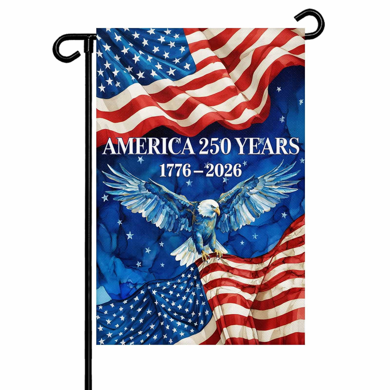4th of July Garden Flags America 250 Years Garden Flag Double Sided Welcome Flag Majestic Eagle USA Flag Independence Day Yard Flags for Outdoor Lawn Porch Memorial Day Holiday Decor 28x40 Inch
