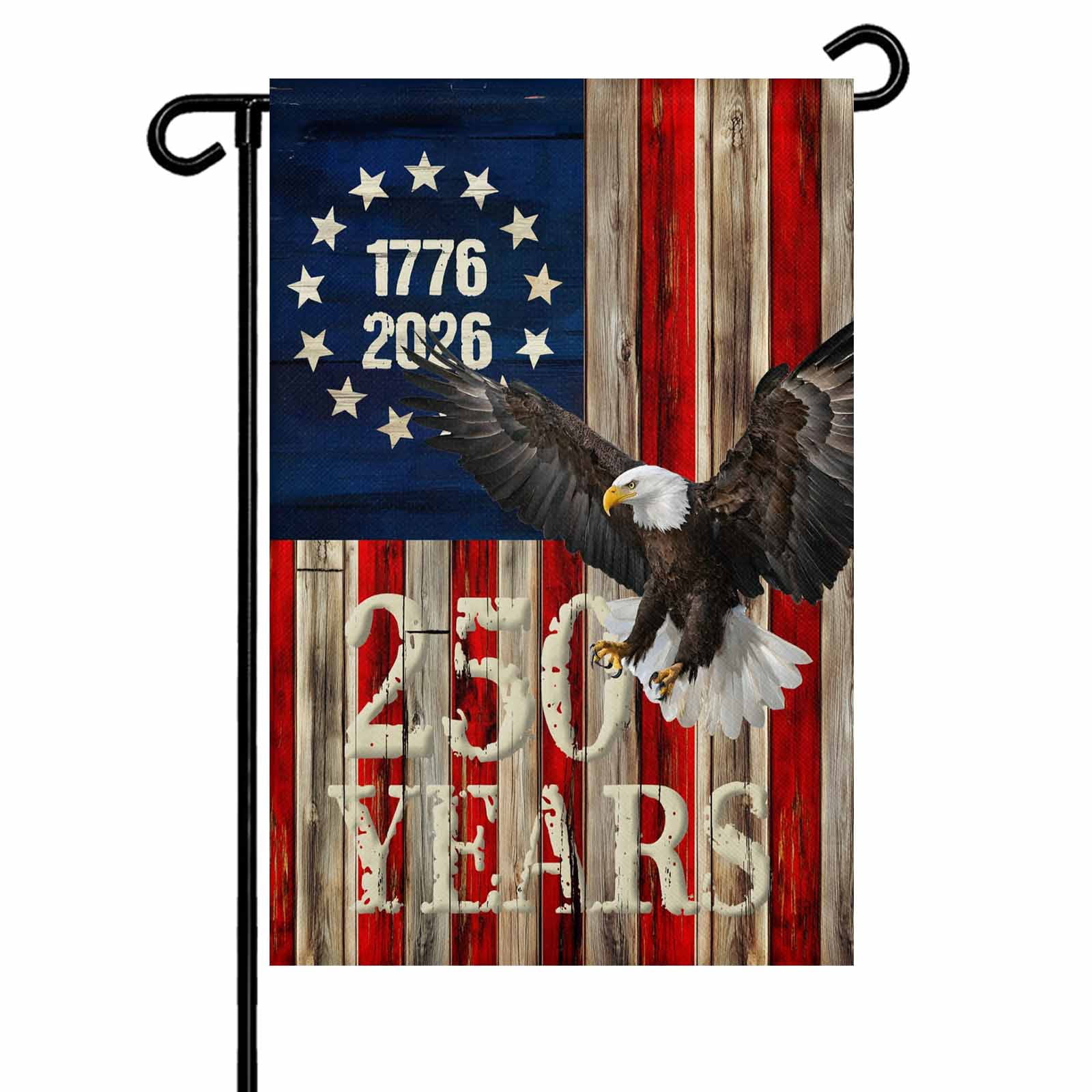 4th of July Garden Flags America 250 Years Garden Flag Double Sided Welcome Flag Patriotic USA Flag Eagle Independence Day Yard Flags for Outdoor Lawn Porch Memorial Day Holiday Decor 28x40 Inch