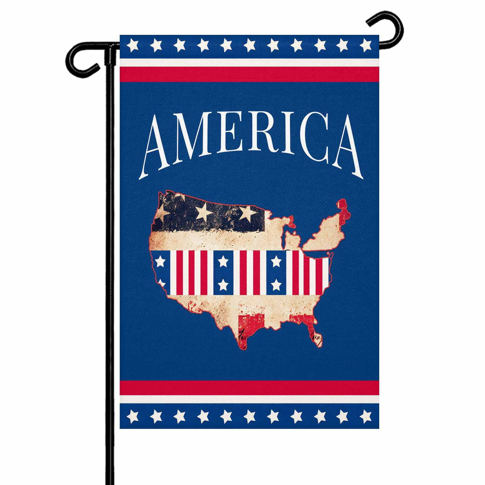 4th of July Garden Flags America 250 Years Garden Flag Double Sided Welcome Flag USA Map Patriotic Star Stripes Independence Day Yard Flags for Outdoor Lawn Porch Memorial Day Decor 28x40 Inch