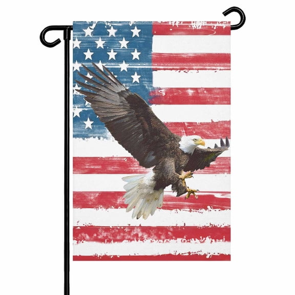 4th of July Garden Flags American Flag Garden Flag Double Sided Welcome Flag Freedom Eagle Red White and Blue Independence Day Yard Flags for Outdoor Lawn Porch Memorial Day Holiday Decor 12x18 Inch