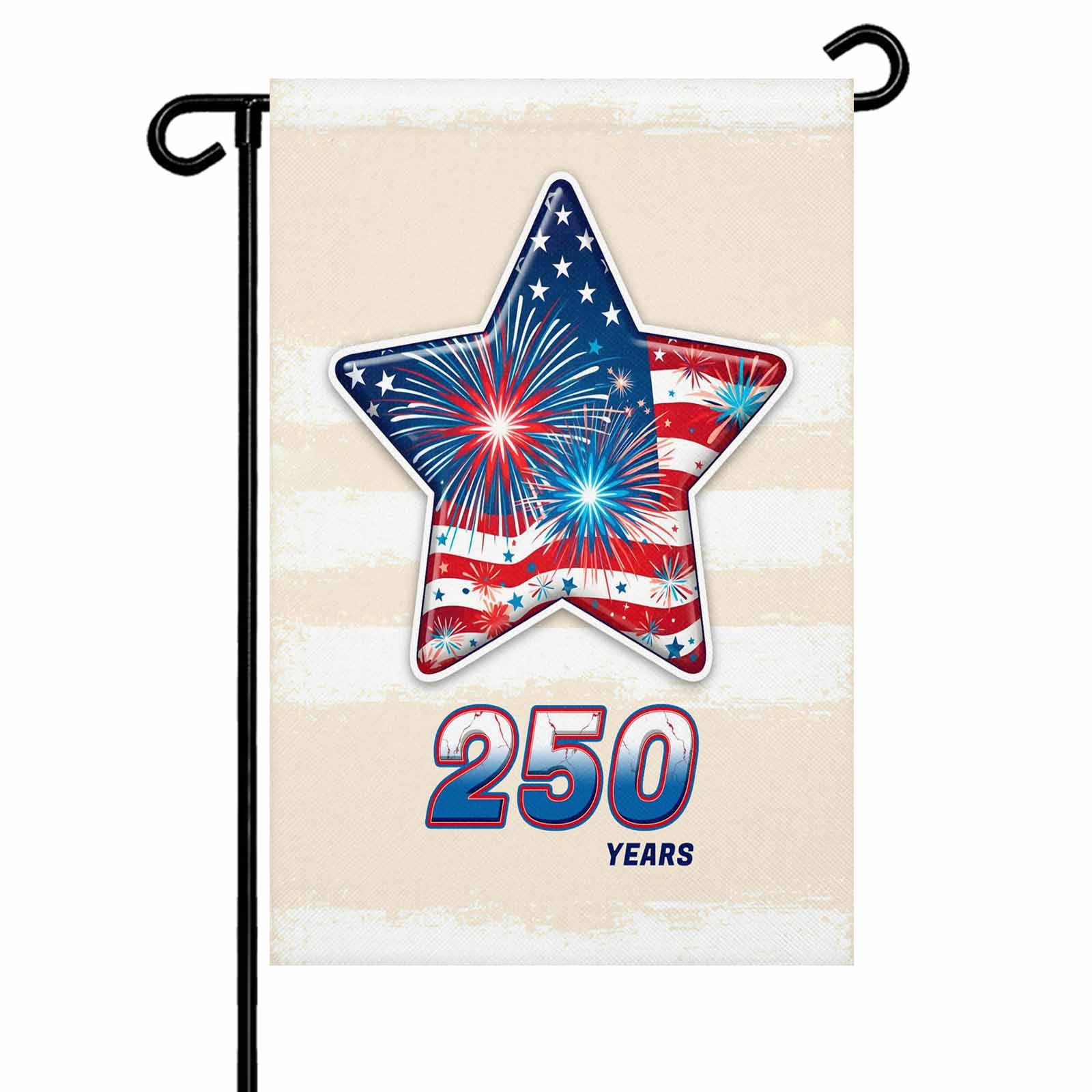4th of July Garden Flags American Flag Garden Flag Double Sided Welcome Flag Patriotic Star Fireworks 250 Years USA Independence Day Yard Flags for Outdoor Lawn Porch Memorial Day Decor 28x40 Inch