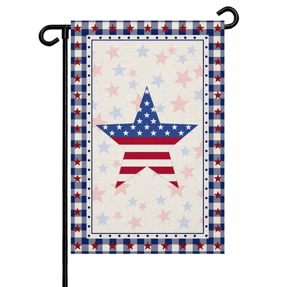 4th of July Garden Flags American Flag Garden Flag Double Sided Welcome Flag Red Buffalo Rustic Independence Day Yard Flags for Outdoor Lawn Porch Memorial Day Seasonal Holiday Decor 12x18 Inch