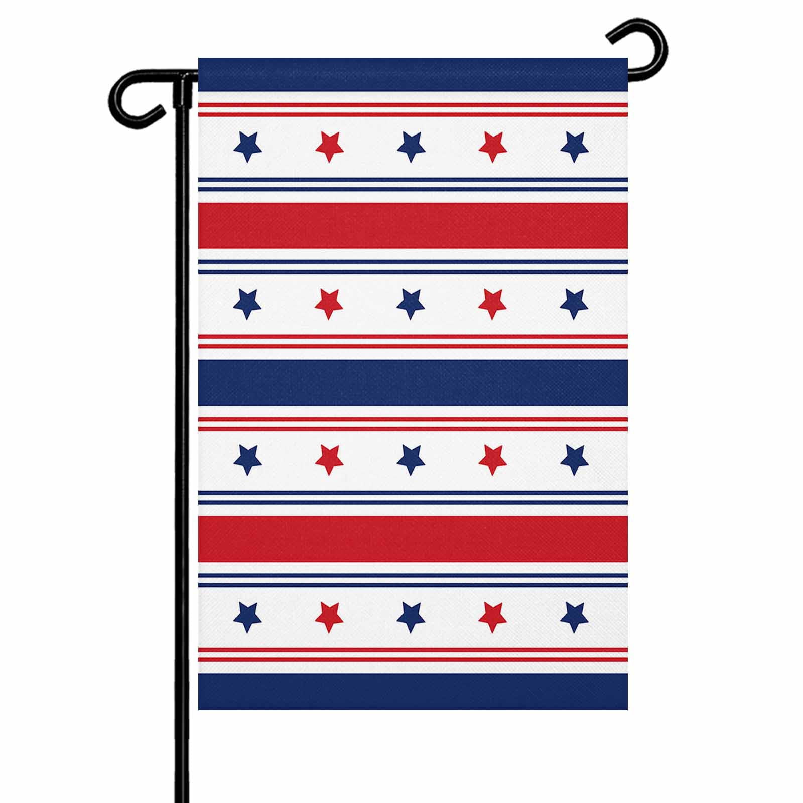 4th of July Garden Flags American Flag Garden Flag Double Sided Welcome Flag Stars Blue Red Stripes Independence Day Yard Flags for Outdoor Lawn Porch Memorial Day Seasonal Holiday Decor 28x40 Inch