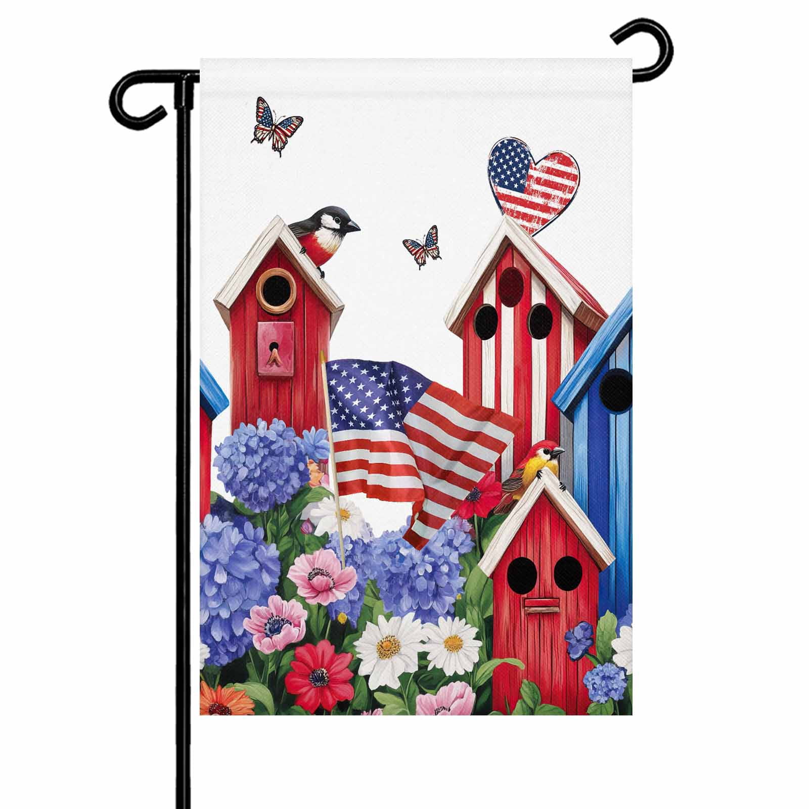 4th of July Garden Flags Bird Flower Flag Garden Flag Double Sided ...