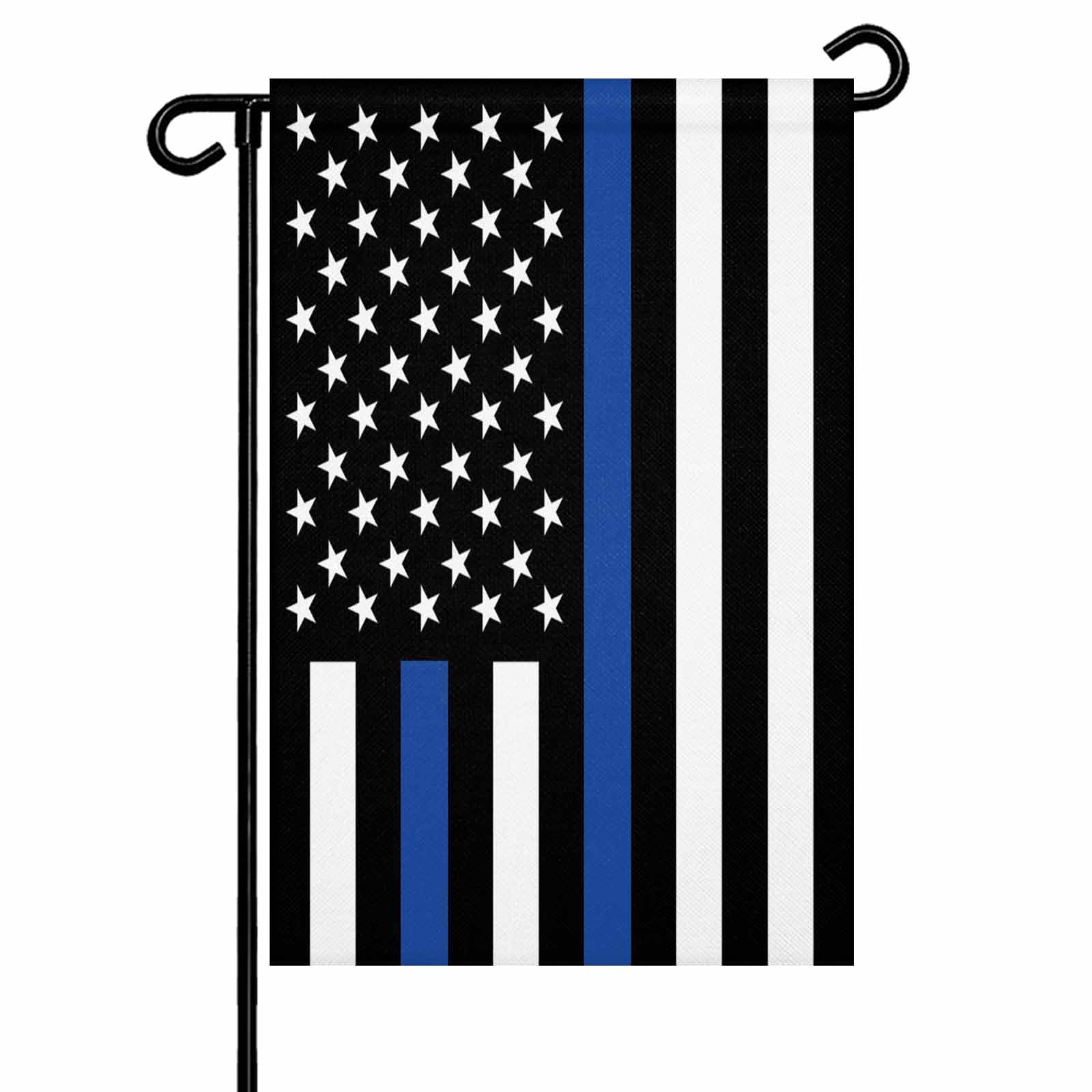 4th of July Garden Flags Blue Line USA Flag Garden Flag Double Sided Welcome Flag Men And Women's Law Enforcement Independence Day Yard Flags for Outdoor Lawn Porch Memorial Day Decor 28x40 Inch