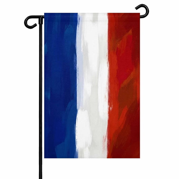 4th of July Garden Flags French Flag Garden Flag Double Sided Welcome Flag French National Day Independence Day Yard Flags for Outdoor Lawn Porch Memorial Day Seasonal Holiday Decor 12x18 Inch