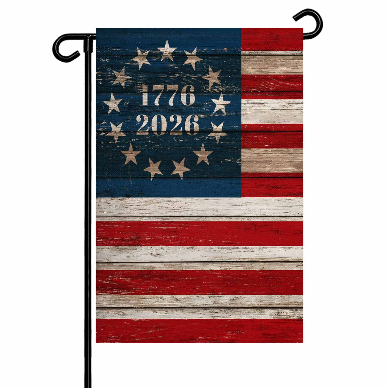 4th of July Garden Flags Patriotic Stars 250th Anniversary Garden Flag Double Sided Welcome Flag American Flag Independence Day Yard Flags for Outdoor Lawn Porch Memorial Day Decor 28x40 Inch