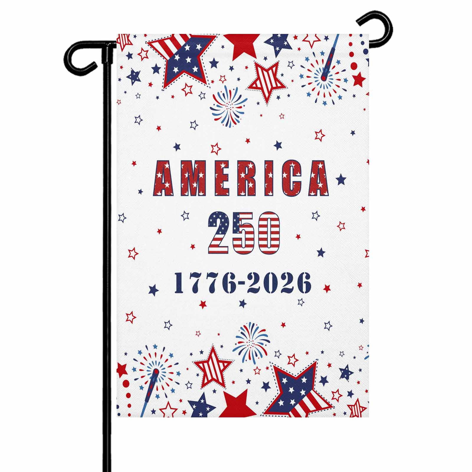 4th of July Garden Flags Patriotic Stars Fireworks Garden Flag Double Sided Welcome Flag America 250th USA Flag Independence Day Yard Flags for Outdoor Lawn Porch Memorial Day Decor 28x40 Inch
