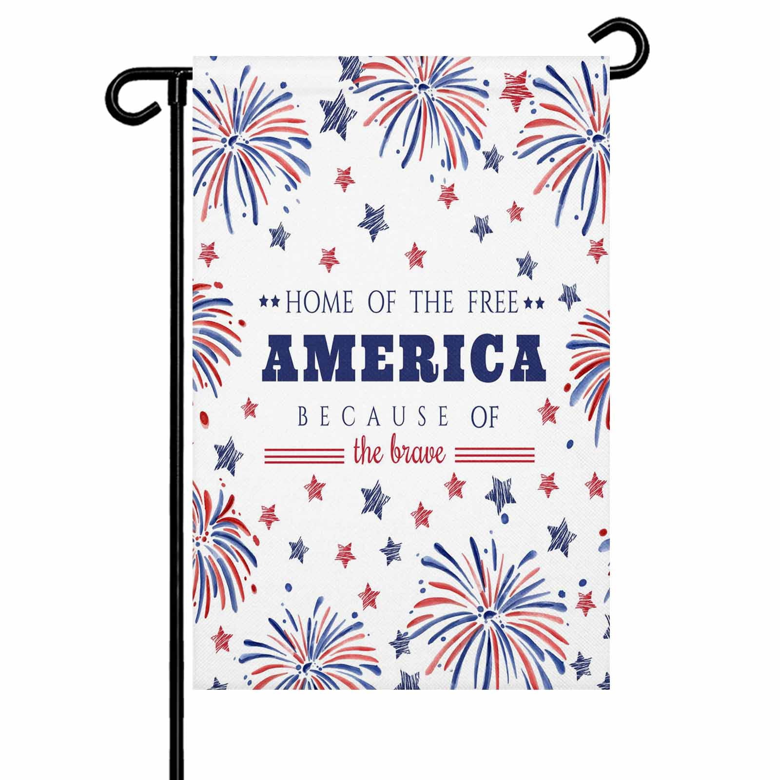 4th of July Garden Flags Patriotic Stars Fireworks Garden Flag Double Sided Welcome Flag Free USA Flag Independence Day Yard Flags for Outdoor Lawn Porch Memorial Day Holiday Decor 28x40 Inch