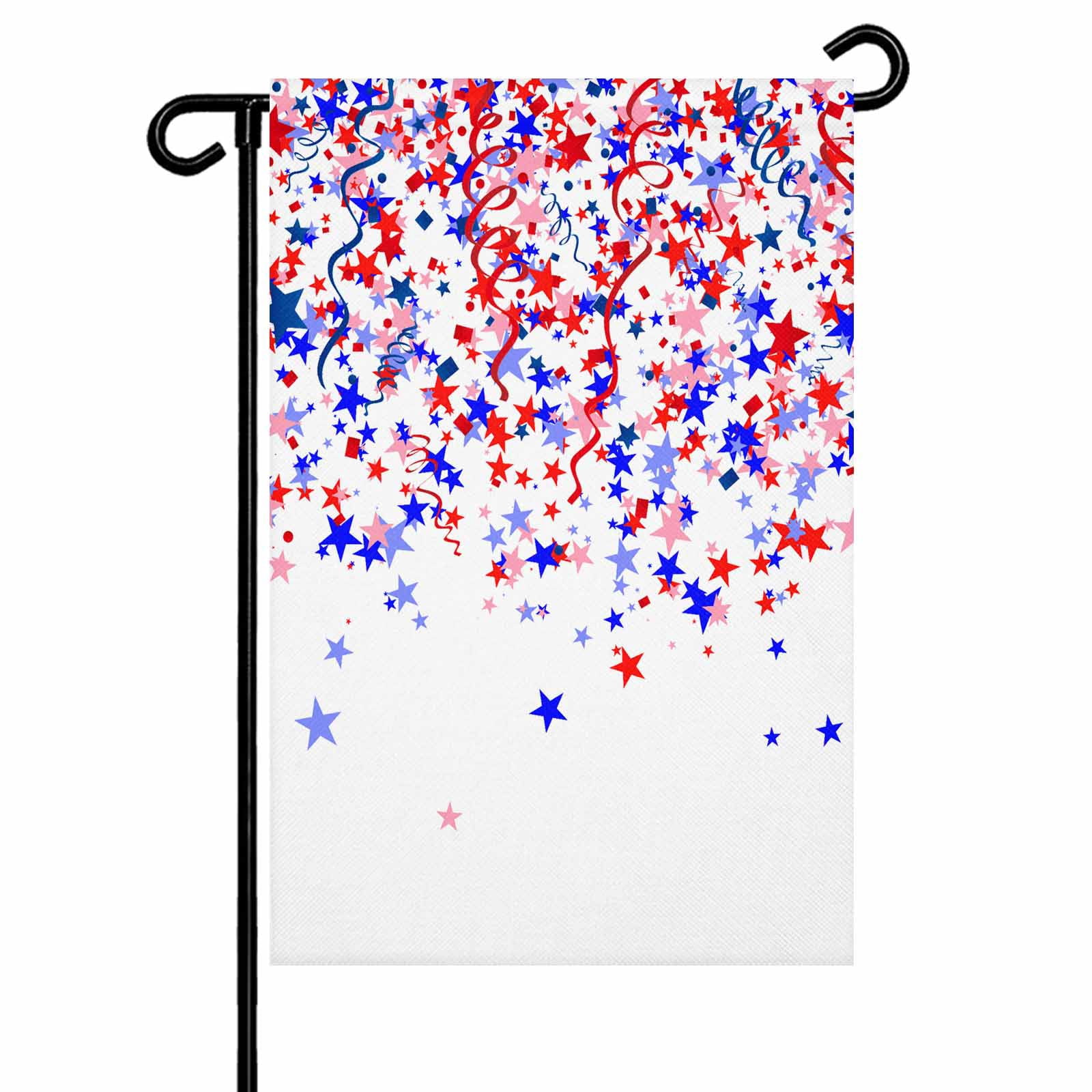 4th of July Garden Flags Patriotic Stars Ribbon Garden Flag Double Sided Welcome Flag Red White Blue Independence Day Yard Flags for Outdoor Lawn Porch Memorial Day Seasonal Holiday Decor 28x40 Inch