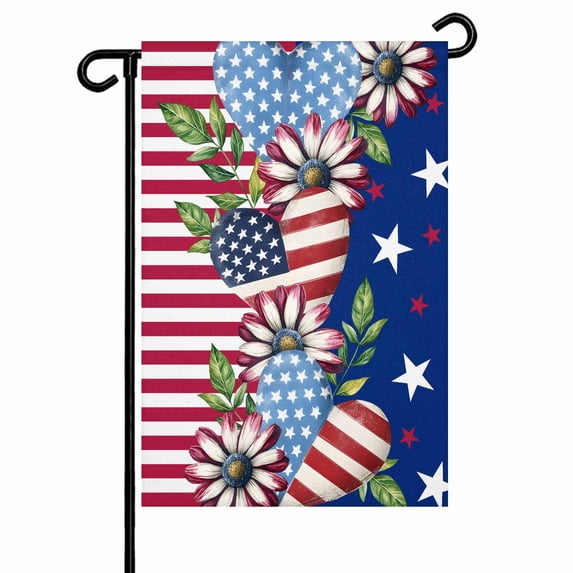 4th of July Garden Flags Poppy Heart Garden Flag Double Sided Welcome ...