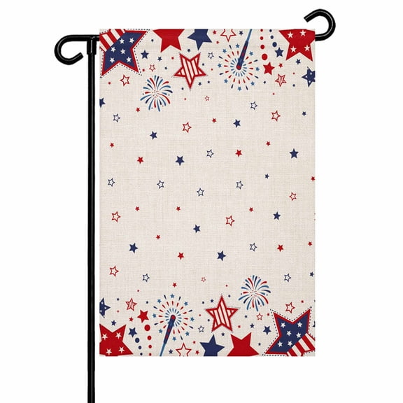 4th of July Garden Flags Star American Flag Memorial Garden Flag Double Sided Welcome Flag Patriotic Liberty Fireworks Independence Day Yard Flags for Outdoor Lawn Porch Memorial Day 12x18 Inch