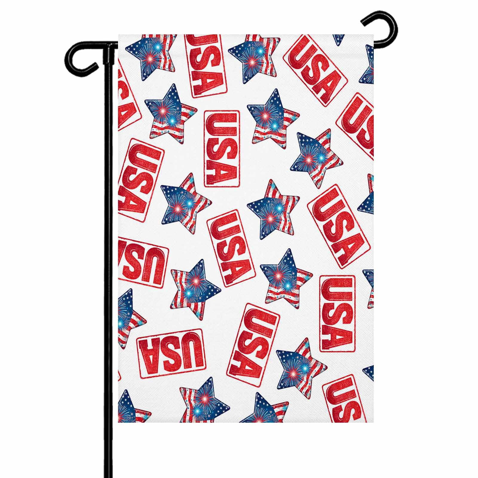4th of July Garden Flags USA Flag Garden Flag Double Sided Welcome Flag Patriotic Star Stripes Fireworks Independence Day Yard Flags for Outdoor Lawn Porch Memorial Day Holiday Decor 28x40 Inch