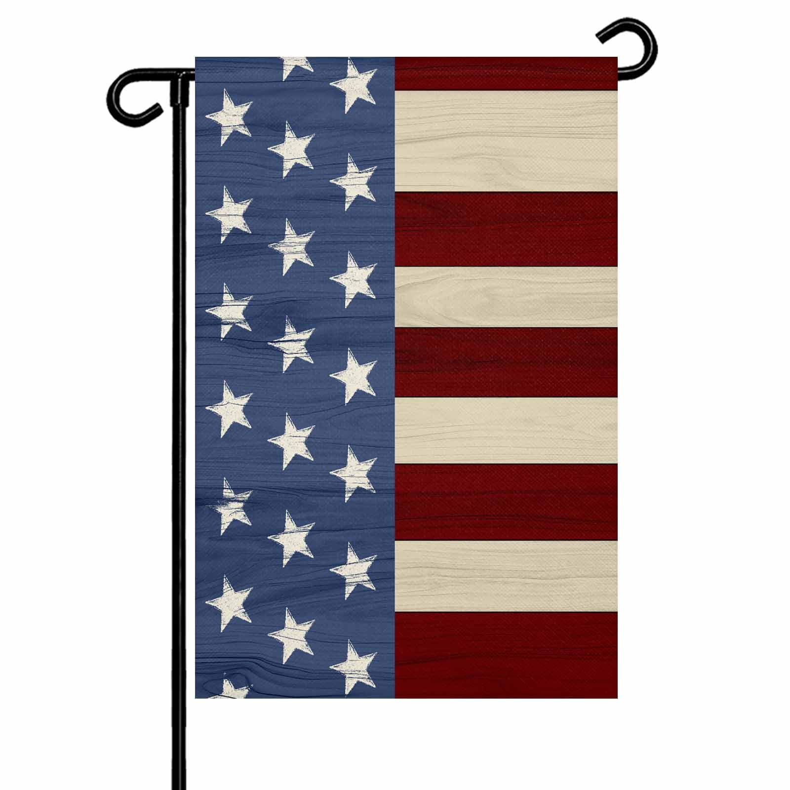 4th of July Garden Flags USA Flag Garden Flag Double Sided Welcome Flag Red White and Blue Star Stripes Independence Day Yard Flags for Outdoor Lawn Porch Memorial Day Holiday Decor 28x40 Inch