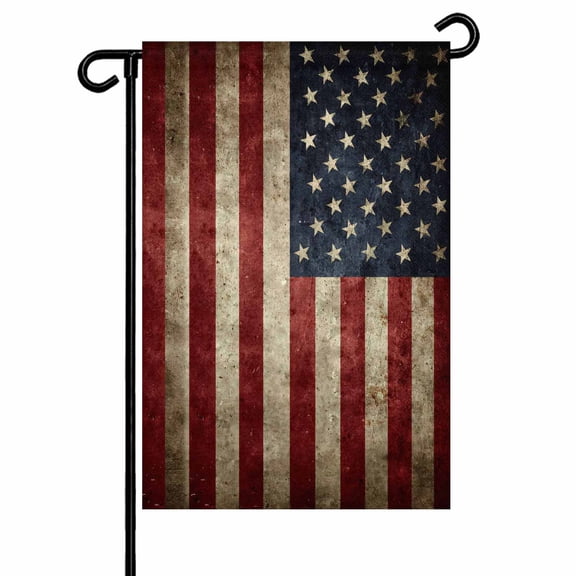 4th of July Garden Flags Vintage American Flag Garden Flag Double Sided Welcome Flag Retro USA Flag Independence Day Yard Flags for Outdoor Lawn Porch Memorial Day Seasonal Holiday Decor 12x18 Inch