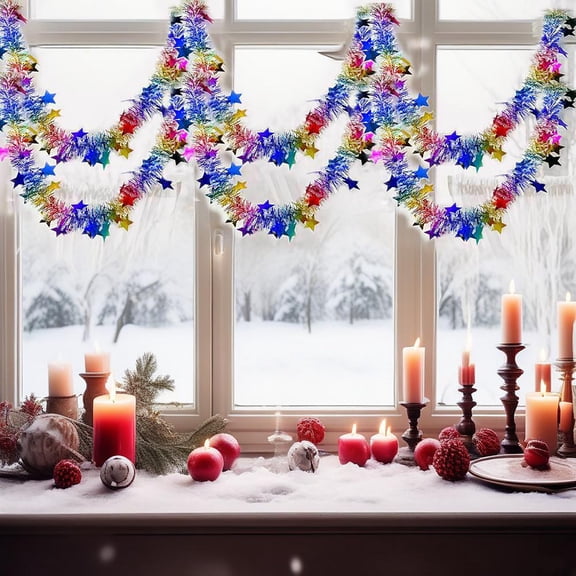 4th of July Garland Decorations, 79in Glitter Tinsel Patriotic Decor for Tree Car Golf Cart Parade Float Bike Party Table Yard Door Boat Indoor Outdoor Holiday Home