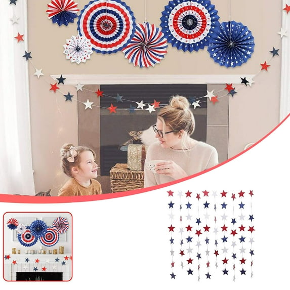 4th of July Garland Red White and Blue Decorations 4th of July Decorations Patriotic Decorations Hanging Supplies for Memorial Day Labor Day Party Home Decor