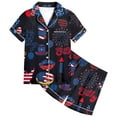 thumbnail image 1 of 4th of July Girls Silk Pajamas 10-11 Years 2 Pcs Pajama Set for Toddler Cute Cartoon Clothes Comfy Fit Nightwear 2pcs Kids Summer Trendy Sleepwear Clothes Set, 1 of 4