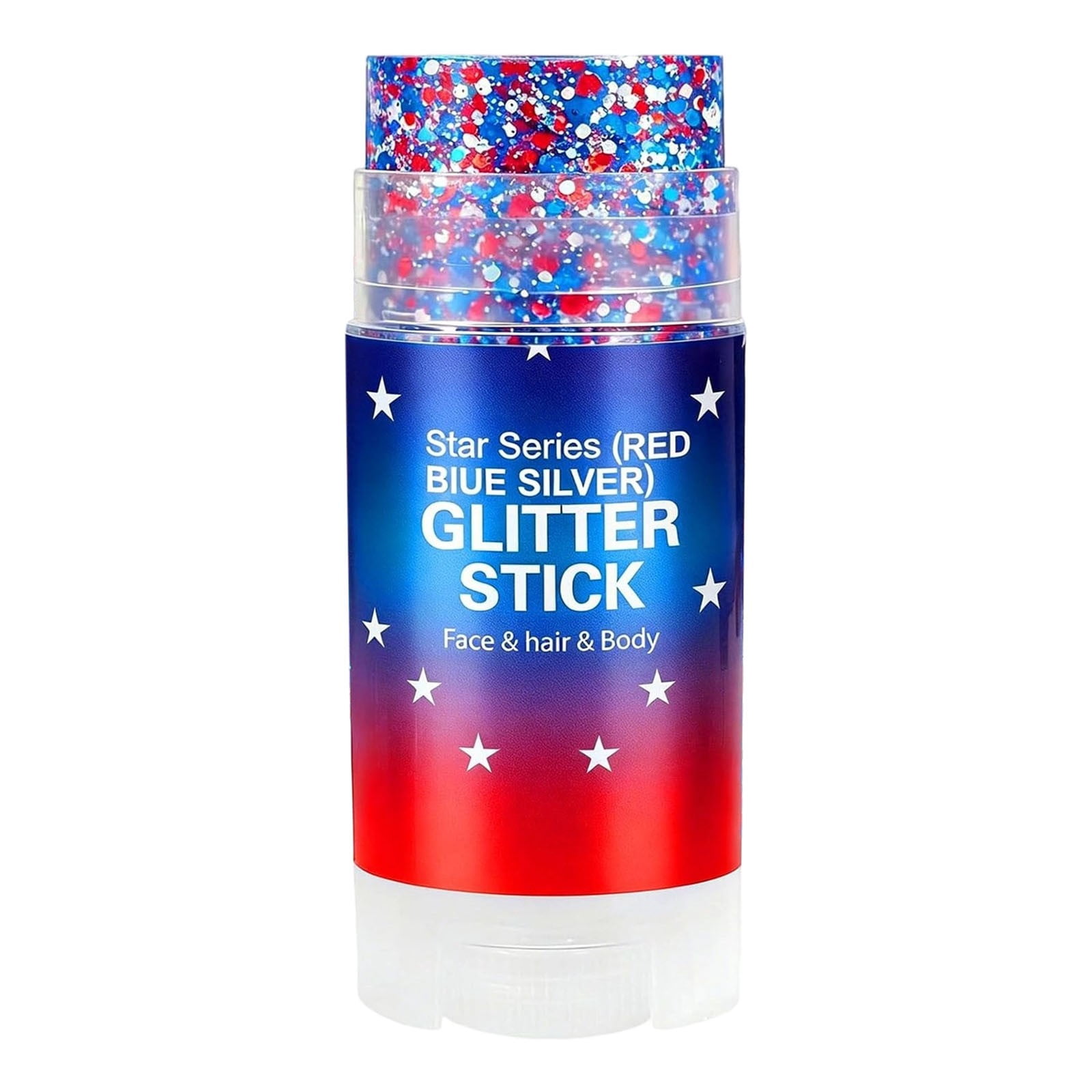 4th of July Glitter Stick, Face Body Paint Stick, Red White Blue Patriotic Star Star Face Body Glitter, Waterproof Shimmer Makeup, Independence Day Body Glitter Rave Makeup
