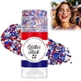 thumbnail image 1 of 4th of July Glitter Stick Red White and Blue Body Glitter Glitter Stick for Face Patriotic Face Paint Makeup Sparkle Stick for Parade Festival Party Holiday Accessories, 1 of 9