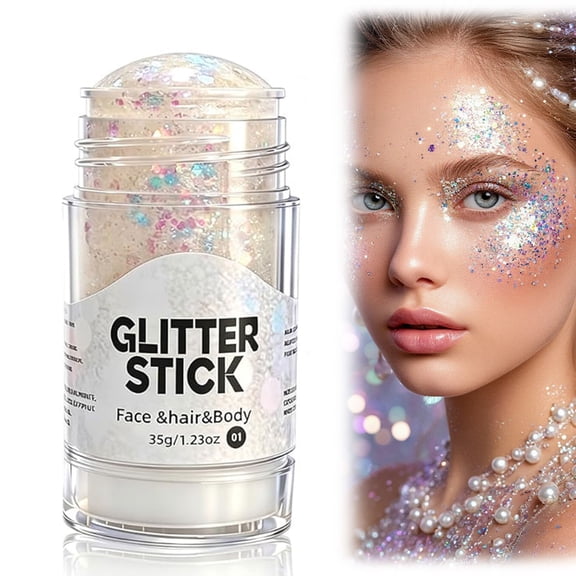 4th of July Glitter Stick Red White Blue Body Hair Sparkle Patriotic Makeup Accessories Chunky Sparkle for Face Hair and Body Creates Vibrant Festive Look (A, 1PC)