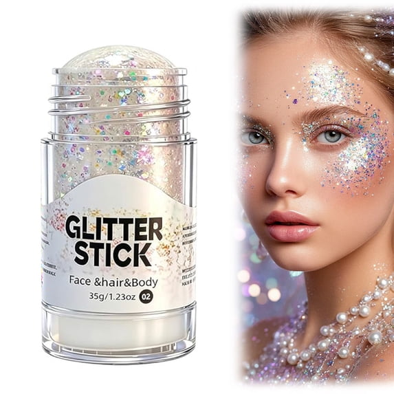4th of July Glitter Stick Red White Blue Body Hair Sparkle Patriotic Makeup Accessories Chunky Sparkle for Face Hair and Body Creates Vibrant Festive Look (B, 1PC)