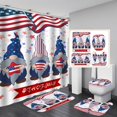 thumbnail image 1 of 4th of July Gnomes Bathroom Set with Shower Curtains,Bath Mat, Toilet Cover and Rugs, 4Pcs Red White and Blue American Flag Star Bathroom Shower Curtain with 12 Hooks Waterproof Bathroom Decor Set, 1 of 8