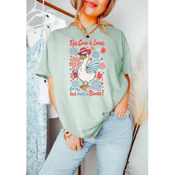 4th Of July Goose Shirt, Red White Boozy T-Shirt,This Goose is Loose Shirt Gift,Fourth of July Shirt,Summer Patriotic T- Shirt, Summer Tee TSHIRT All Size S-5XL