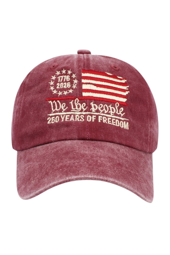 4th of July Graphic Baseball Caps Patriotic 250th Anniversary Embroidered Baseball Cap Classic Anniversary Design Adjustable Snapback Hat Red One Size