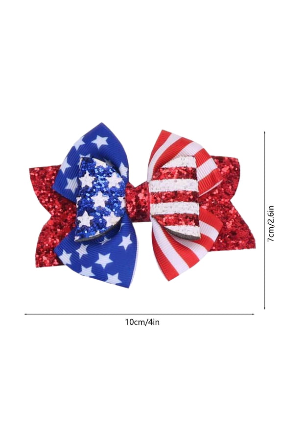 4th of July Hair Bows for , Patriotic Hair Clips with Glitter and Rhinestones, American Flag Star Alligator Barrettes, Perfect for Independence Day and Holidays