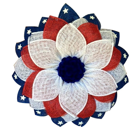 4th of July Hanging Door Sign Wooden Independence Day Decorations Patriotic Door Hanger American Rustic Plaque for Wall Front Porch Outdoor Farmhouse(Rose Wreath,21.6 Inch)