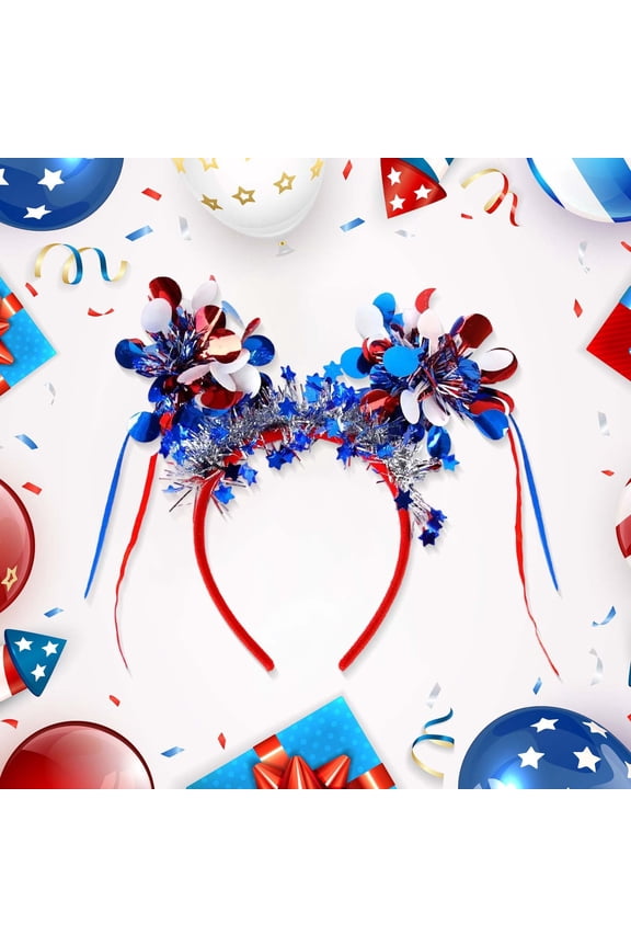 4th of July Headband, Independence Day Hair Accessories, Patriotic Party Hair Supplies, Red White Blue Hair Decoration Hair Hoop Party Favors for Women Men