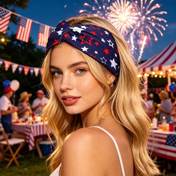 4th of July Headbands for Men And Women, American Flag Hair Accessories, Patriotic's Headbands And Red White and Blue Hairbands for Independence Day Wide Head Wraps