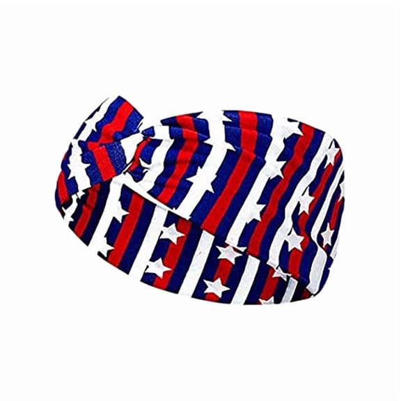 4th of July Headbands USA Patriotic American Flag Hairbands Wide Knotted Turban Head Bands Non Slip Red White Blue Bandana Stars Stripes Independence Day Hair Accessories for Women 4Pcs