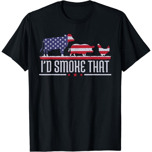 4th July I'd Smoke That Patriot BBQ Barbeque Cook Chef T-Shirt mens t shirt，black，women，funny，misfits，men，journey