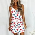 thumbnail image 1 of 4th of July Independence Day American Flag Beach Sun Dress Fashion Women Casual Printed Sleevesless Camies Crew Neck Mini Dress Summer Vacation Beach Fashion S-XXL, 1 of 4