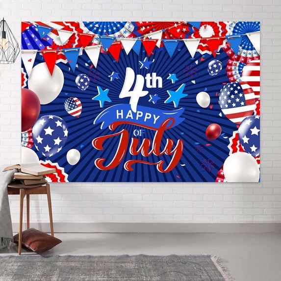 4th of July Independence Day Backdrop, American Flag Balloons USA Banner for Independence Day Photography Background, Patriotic Party Veterans Day Backdrop Photo Banner Booth Studio 7x5ft