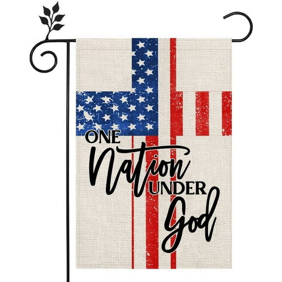 4th of July Independence Day Memorial Day Flags Patriotic One Nation Under God Welcome Garden Flag Double Sided American Veteran Soldier Yard Outdoor Decor 1218 Inch